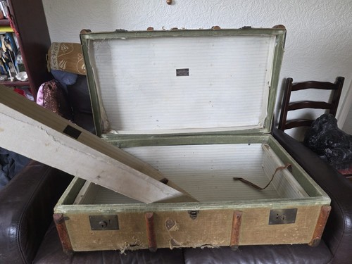 Vintage canvas trunk w - vintage,