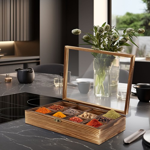 Wooden spice box - wooden,