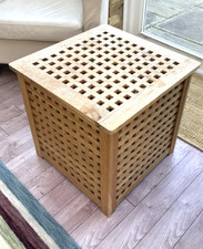 Ikea Hol Storage Table, Acacia Wood 50cmx 50cmx50cm