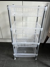 Plastic Storage Shelf Rack 4 Tier White And Grey