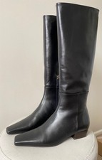 Massimo Dutti Women’s Leather Black Knee High Boots Size UK 4 EU 37
