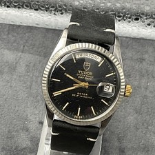 Vintage Rolex Tudor Day Date Automatic Black Watch Fluted Bez 1984 94614 Service
