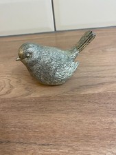 Silver coloured bird ornament - silver,