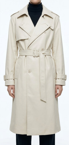 Zara cream faux leather trench - leather,