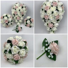 Wedding bouquets blush pink bride bridesmaid buttonhole ,wand , gypsophila, posy
