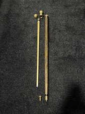 Pool Cue/walking Stick Vintage Antique Wooden With Brass Parts 