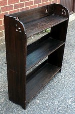 Victorian antique Arts & Crafts solid oak compact bookcase book shelf gothic
