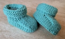 *NEW* Newborn / 0-3 Months Handknitted Baby Booties (Duck Egg)