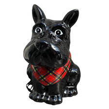Black Westie Ceramic Scotty Terrier Dog Novelty Biscuit Cookie Jar Tartan Scarf