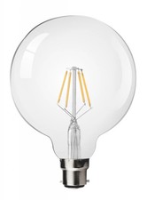 Clear 4.5w Filament LED Globe G125 Non Dimmable 2700K B22 470lm =40w