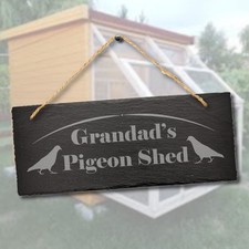 Grandads Pigeon Engraved Hanging Slate Outdoor Shed Porch Home Gift Plaque Sign