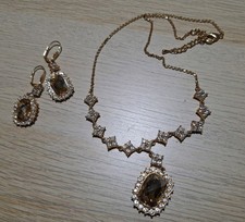 beautiful champagne gold sparkly necklace & earrings set (monet?)