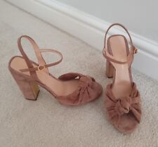 Rupert Sanderson Dusky Pink Suede High Heel Sandal Court Shoes Block Heel Size 7