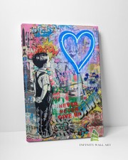 Blue love heart boy graffiti - blue,
