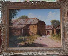 Edward Hersey Original Painting,  Oil on Canvas 'Geese by the Old Steading'