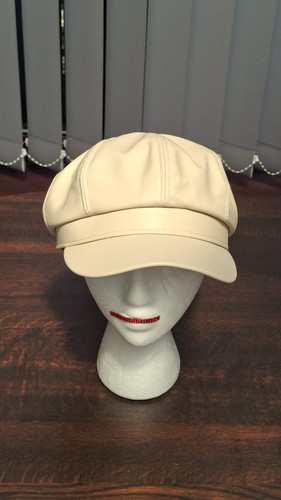 Cream faux leather baker boy - leather,