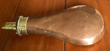 Antique Powder Flask Sykes Copper & Brass . 19th Century