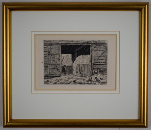 The threshing barn etching - the, barn.