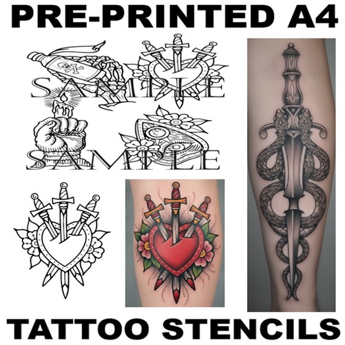 Pre printed tattoo flash - a4,