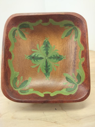Vtg wooden dresser dish x - wooden,