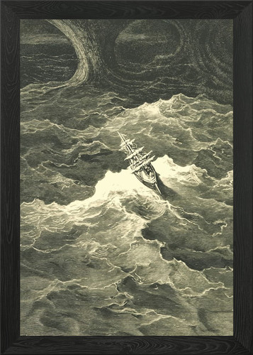 Ship stormy sea 2 framed - in,