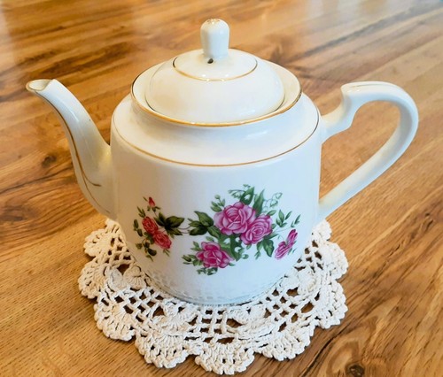 Vintage floral ceramic teapot - floral,