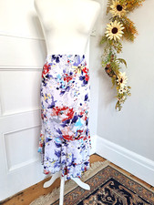 Kim and Co (QVC) Purple & Multi Floral Print Midi Skirt Sz M