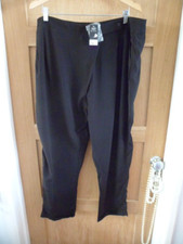 BNWT £16 SIZE 20 SLINKY BLACK SMART MIN IRON TROUSERS CROSS FRONT TURN UP  27L
