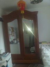 antique french  oak mirrored wardrobe