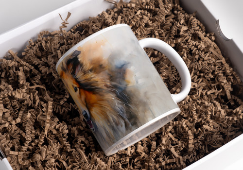 Sheltie watercolour mug - , 11oz