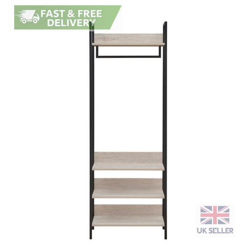 Oak open wardrobe industrial - open,