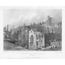 Trinity College Church, Edinburgh,; SW View - Antique Print 1852