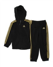 ADIDAS Boys Full Tracksuit 3-4 Years  Black Polyester CE19