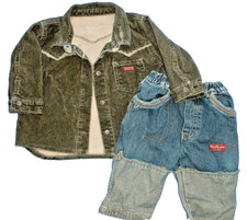 Pampolina Boutique Boys 2pc Fall Winter Corduroy Jacket 12M Blue Jeans 9M