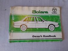 TALBOT CARS Solara Owners Manual 1980 Cars