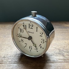 Vintage Ingersoll Alarm Clock Classic Style Alarm Clock Silver. Tested & working