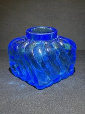 Vintage Blue Glass Inkwell