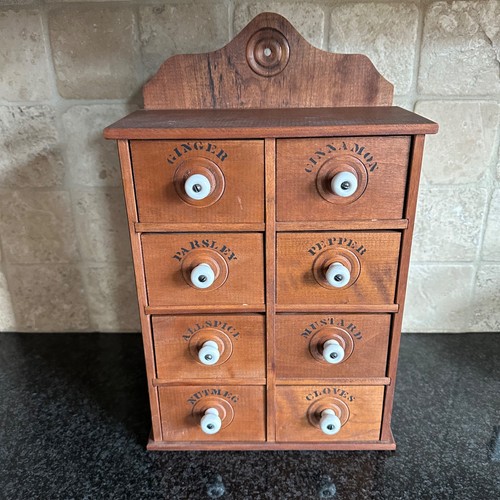 Vtg wooden drawer spice - wooden,