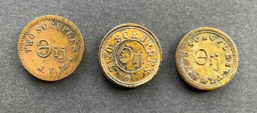 Three brass apothecary weights - brass,