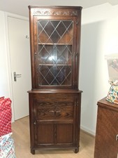 Jaycee Vintage Oak Corner Display Cabinet - Good Condition