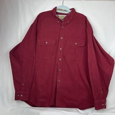 CABELA’S Deerskin Soft Chamois Shirt XL Tall Burgundy Cotton Long Sleeve