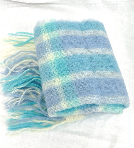 Vintage mohair scarf blue - mohair,