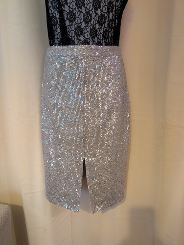 Silver sequin pencil skirt - silver,