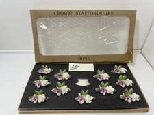 Crown Staffordshire Floral Bone China Place Name Holders Set x 11 