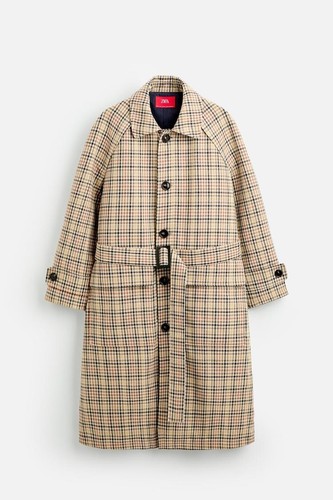 Zara mens brown check trench - brown,