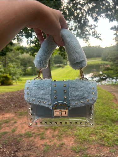 Blue faux fur clear - blue,