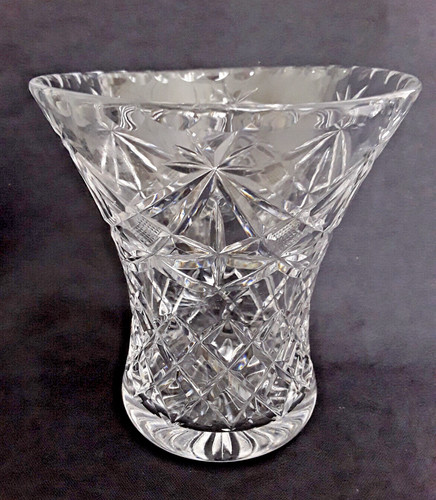 Vintage cut glass waisted vase - vintage,