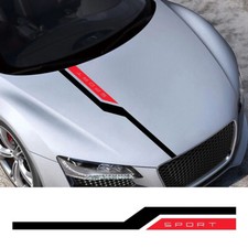 Car Accessory Hood Bonnet Panel Racing SPORT Vinyl Decal Sticker Strip Black&Red