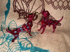 2 Glass Dogs Hanging