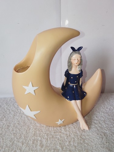 Girl sitting moon planter - girl,